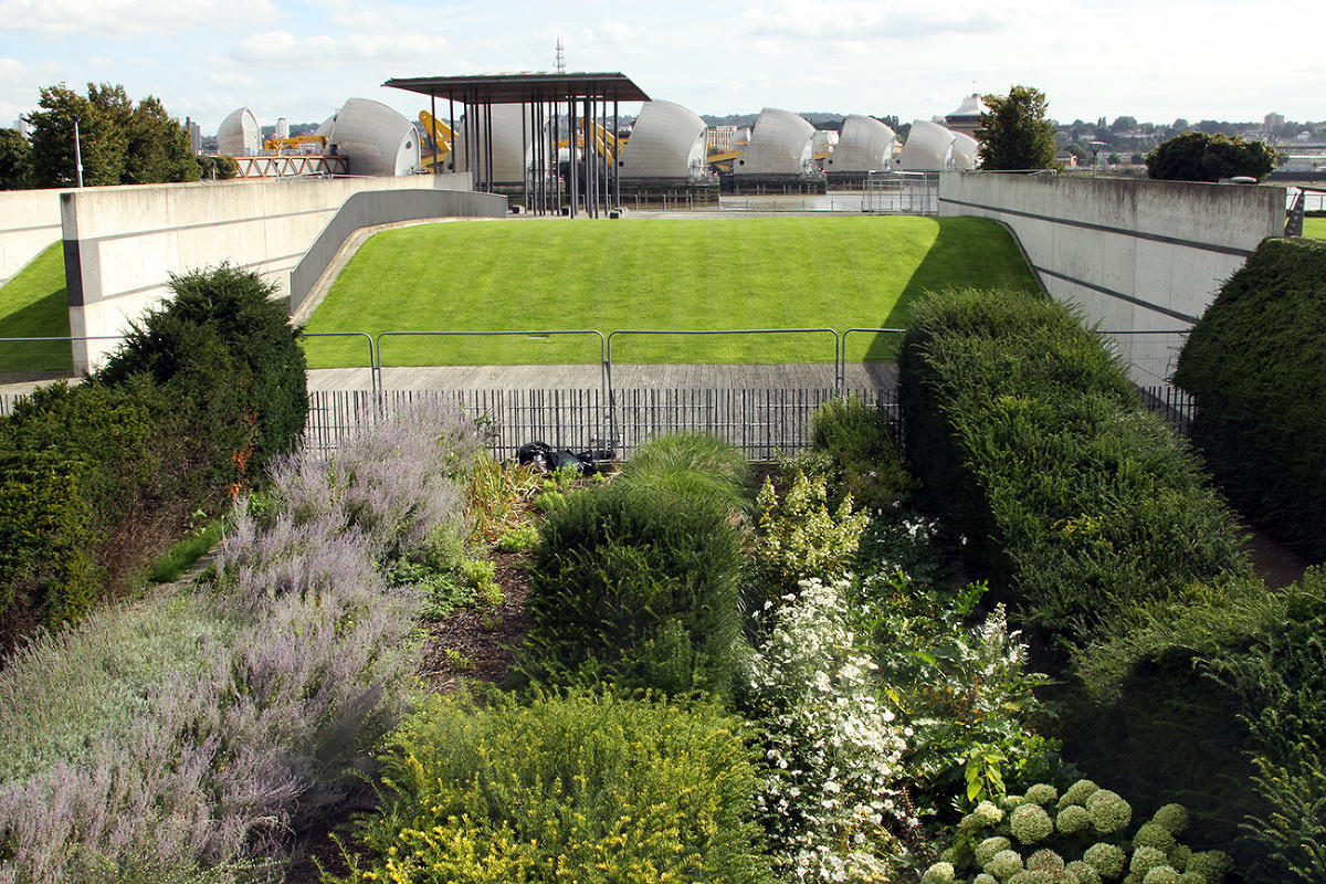 Thames Barrier Park. Лондон. осень, сентябрь